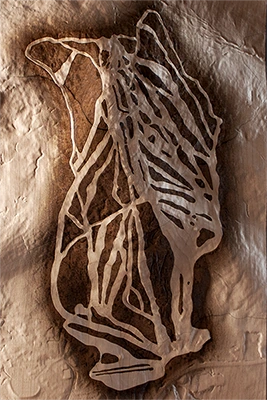Bromley Mountain sculptural relief in maple and walnut