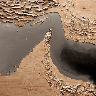 Hormuz sculptural relief in maple and black resin