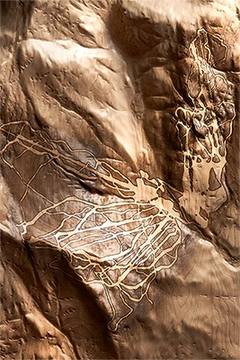 Mount Mansfield sculptural relief in maple and walnut