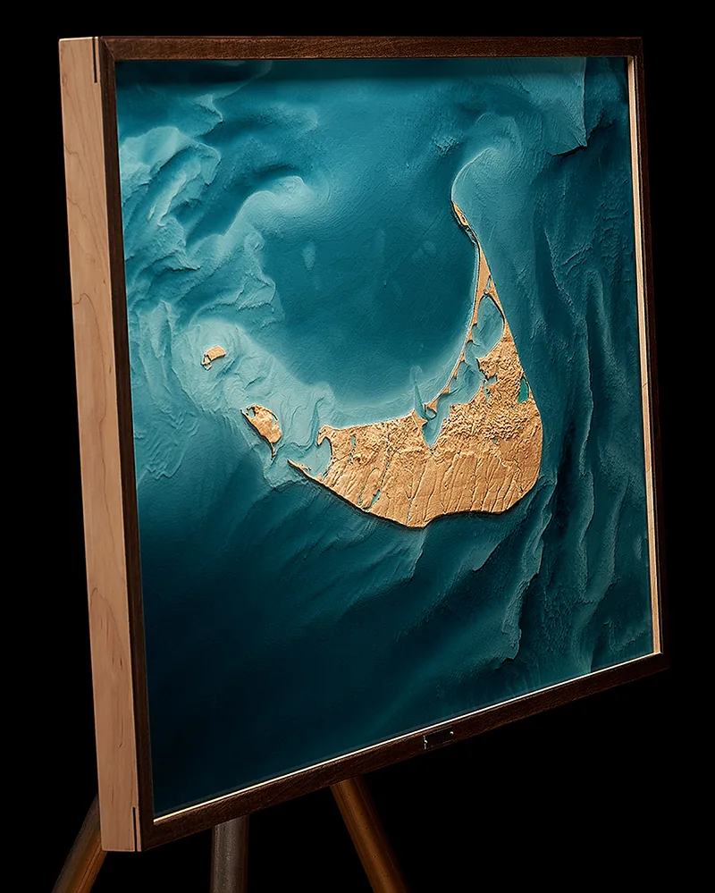 Finished relief sculpture, motion held in wood and resin